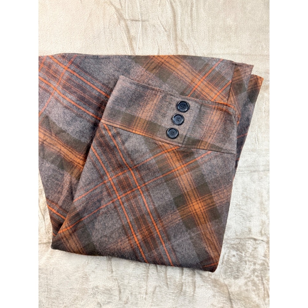 Dressbarn Woman Orange Grey Plaid Midi Skirt Plus Size 18W Outlander Academia